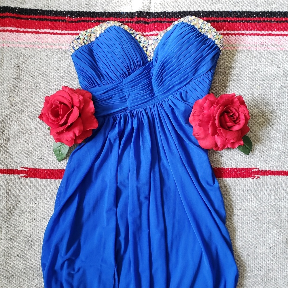 JUMP APPAREL |BLUE STRAPLESS SWEETHEART  DRESS
